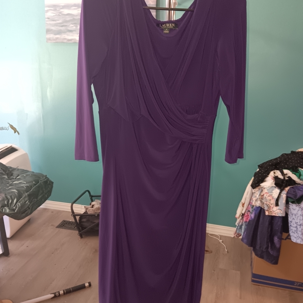 Lauren Ralph Lauren Deep Purple Long Sleeve Dress